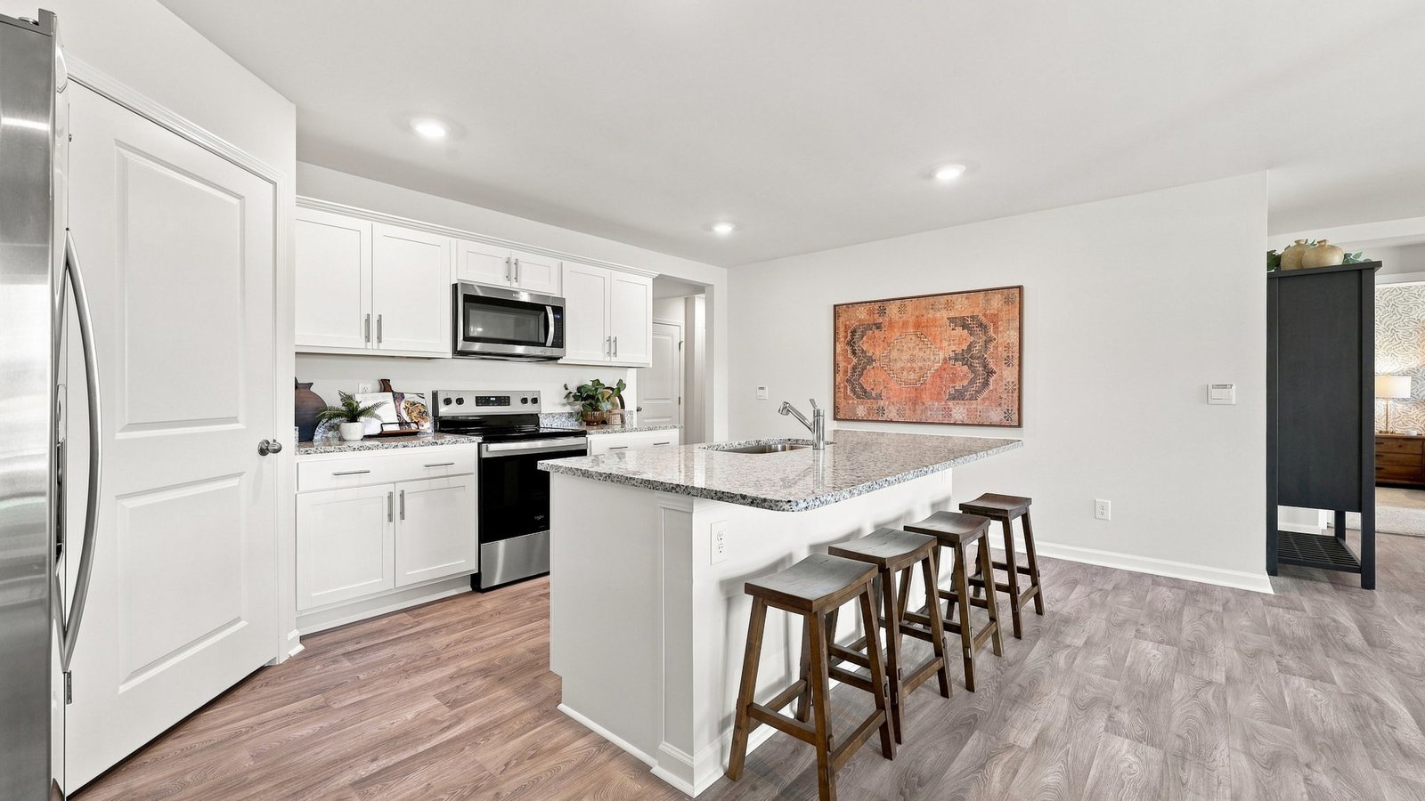 open concept kitchen and living space view
