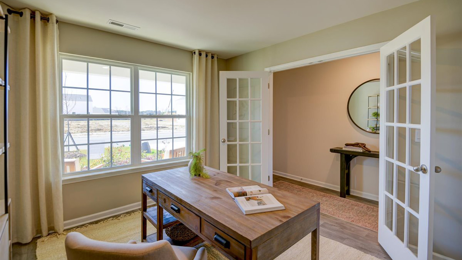 Spacious office with French doors