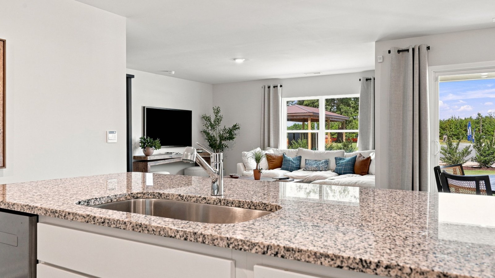 open concept kitchen and living space view