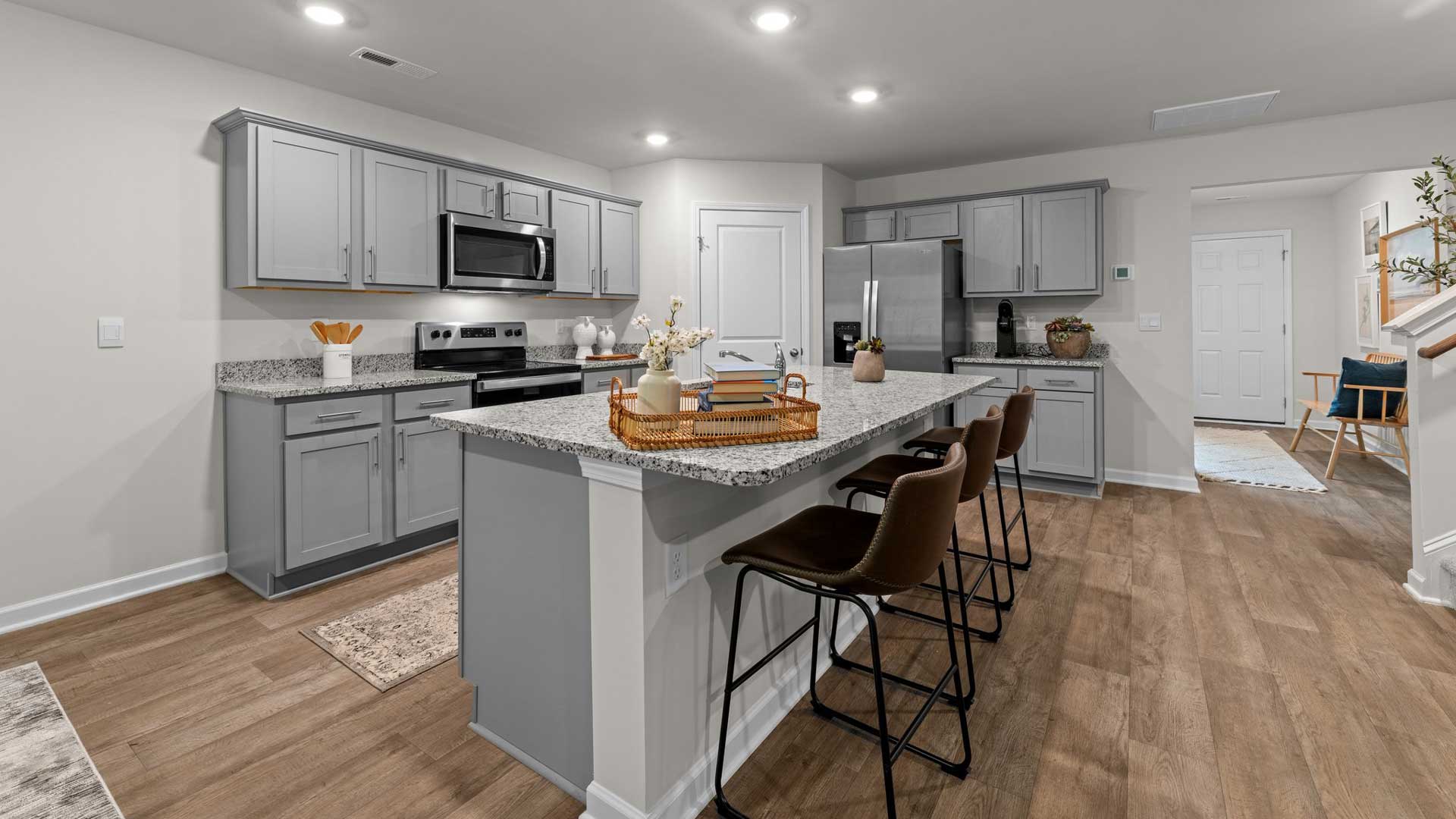 large kitchen with stainless steel appliances
