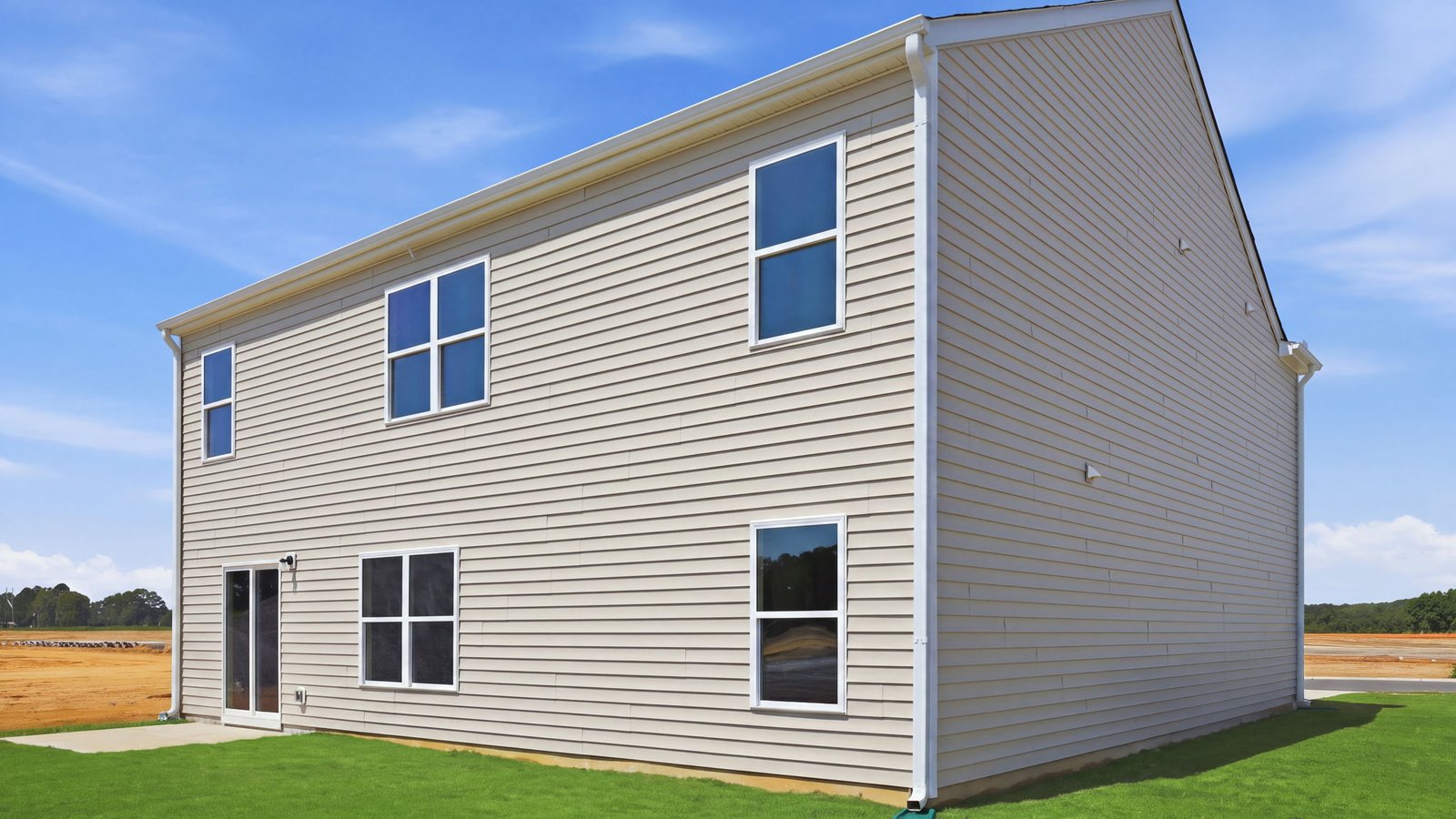 rear view of two story home with back yard