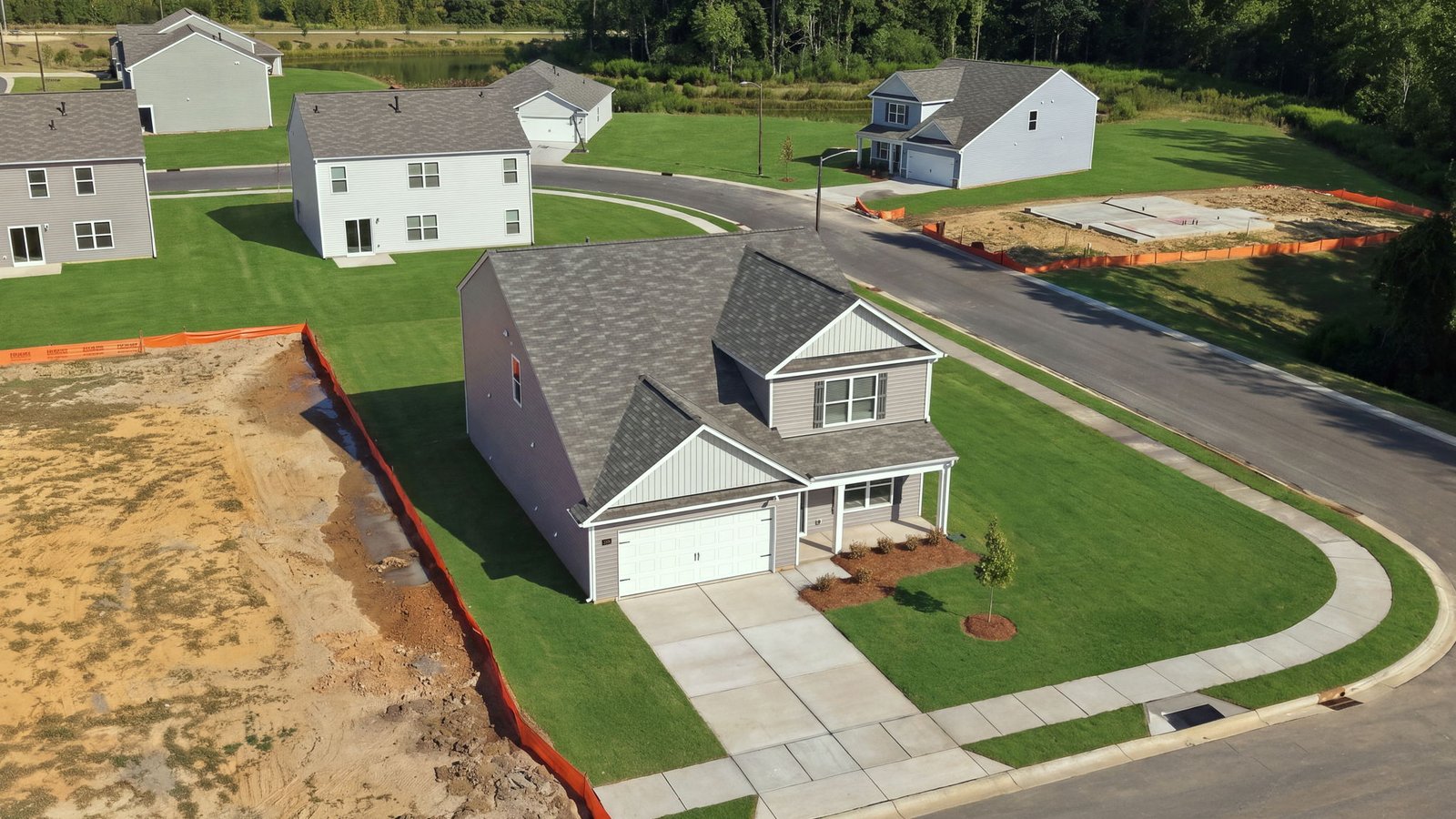 aerial view of home and lot