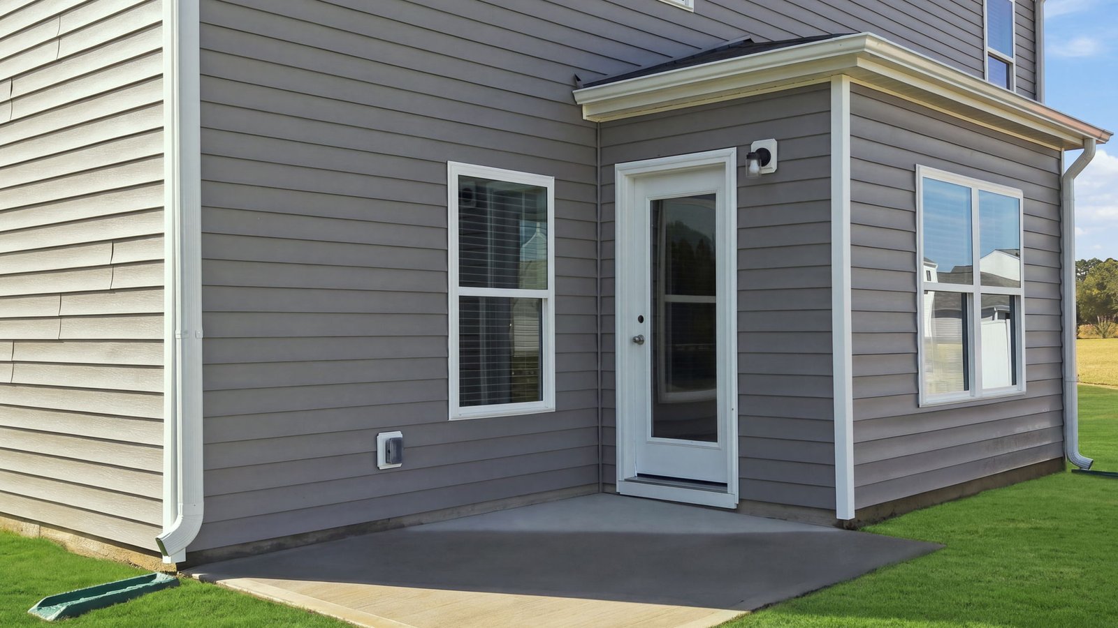 rear view of the home and back patio pad