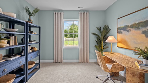 Office with carpet flooring