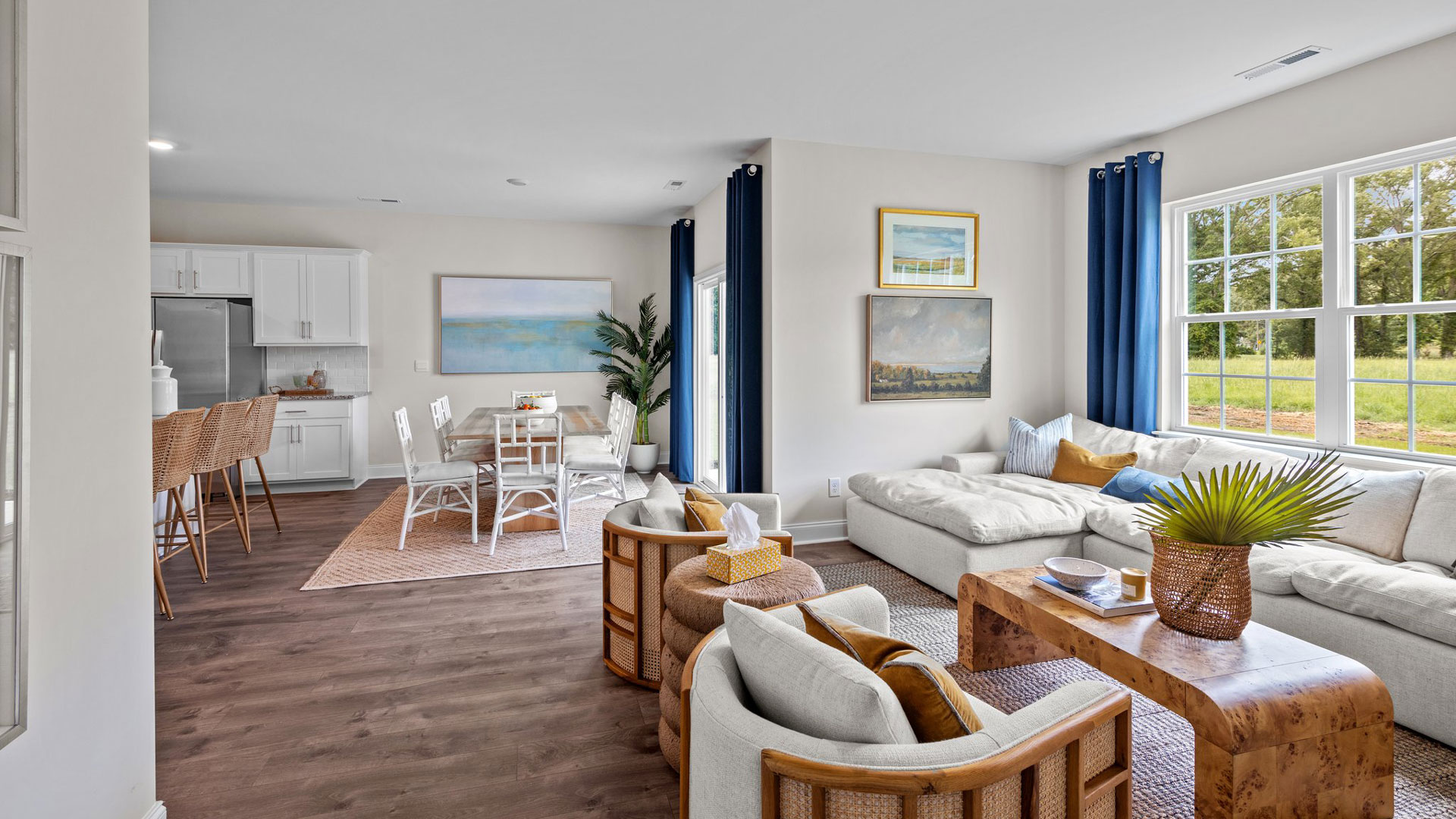 Living room with revwood flooring