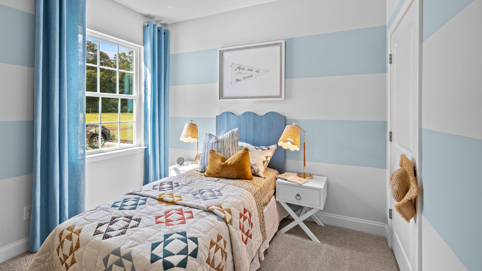 Bedroom with carpet flooring