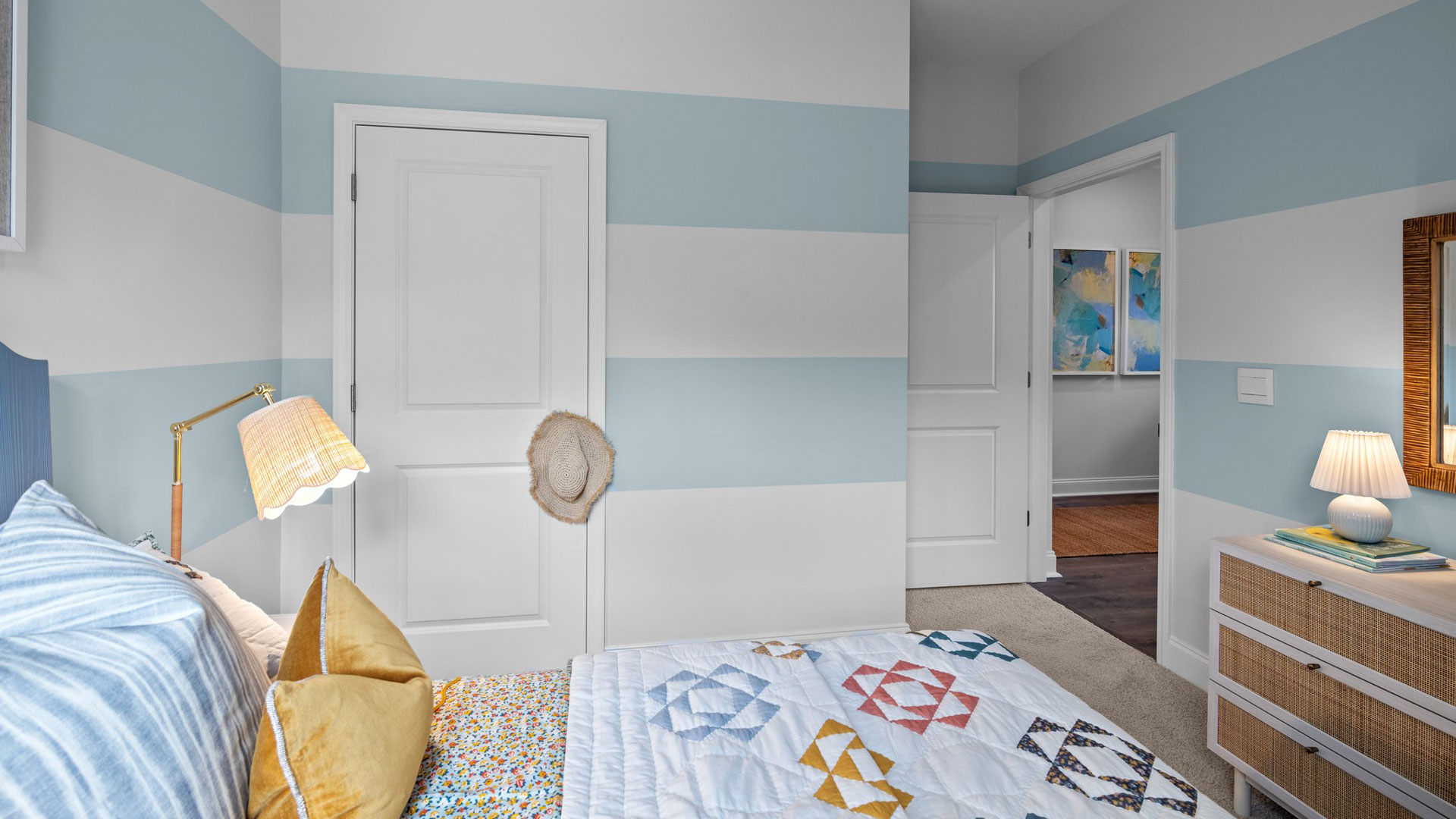 Bedroom with carpet flooring