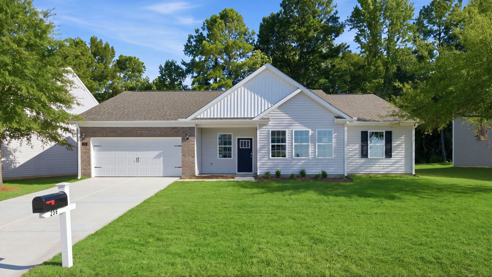 exterior of one story home with two car garage