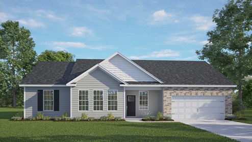 Single story home with a two car garage