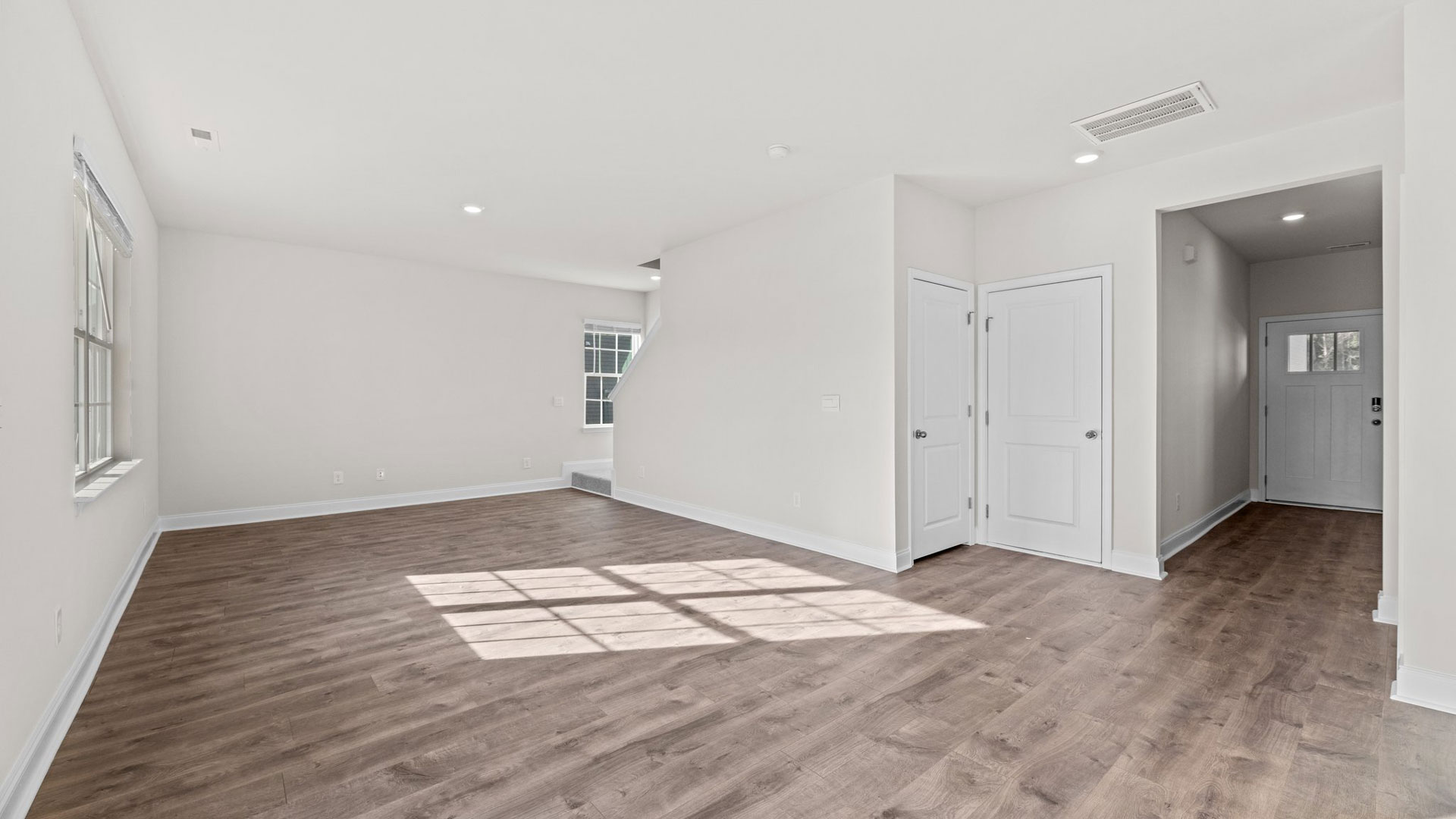 Open-concept living and dining area