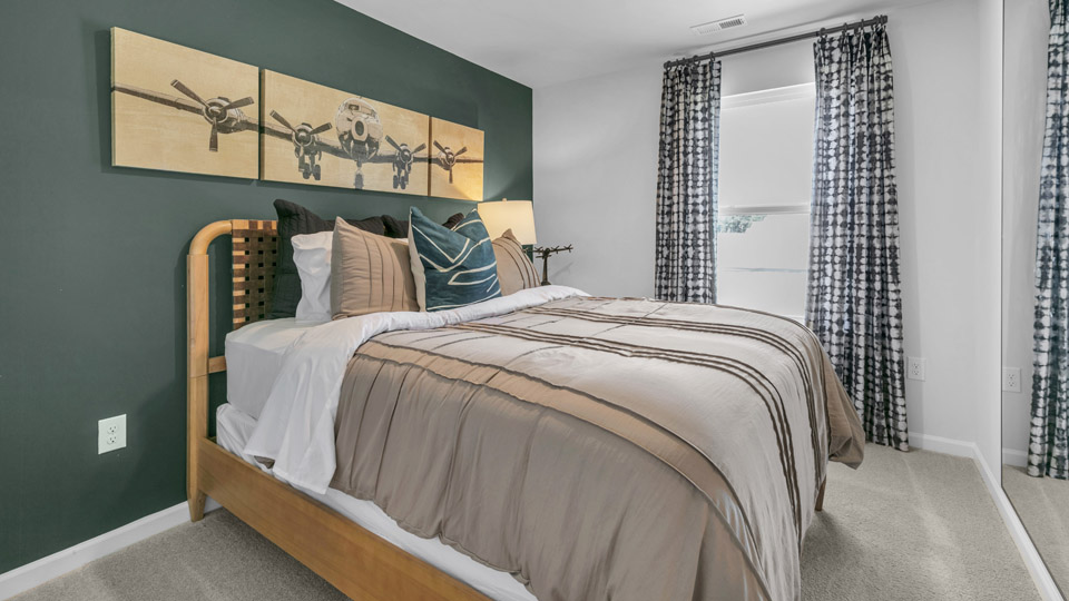 Bedroom with carpet flooring