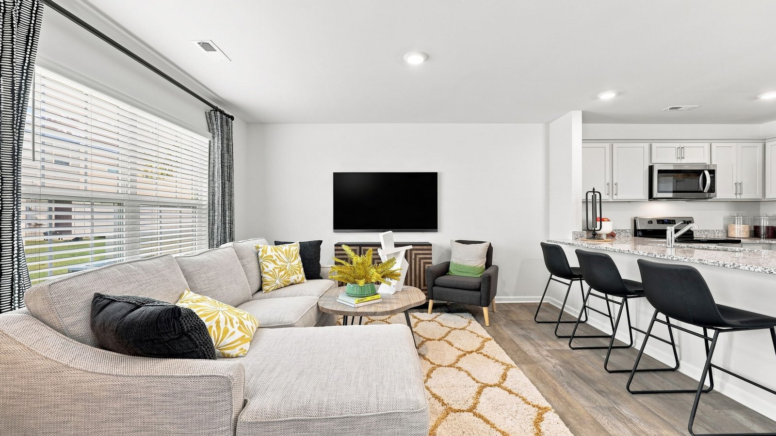 kitchen and living space
