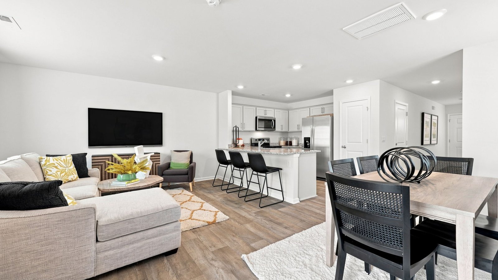 kitchen and living space