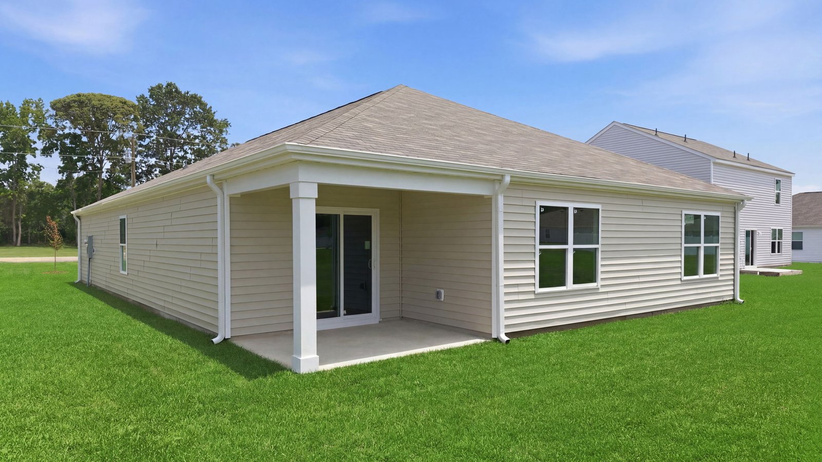 rear view of cali and covered back porch