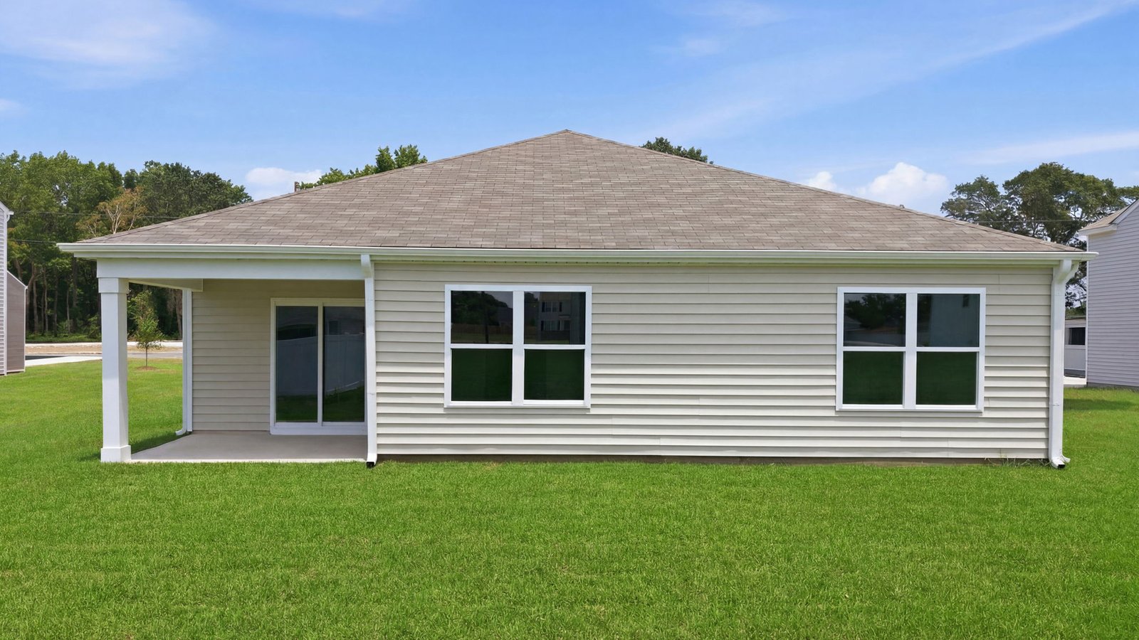 rear view of cali and covered back porch
