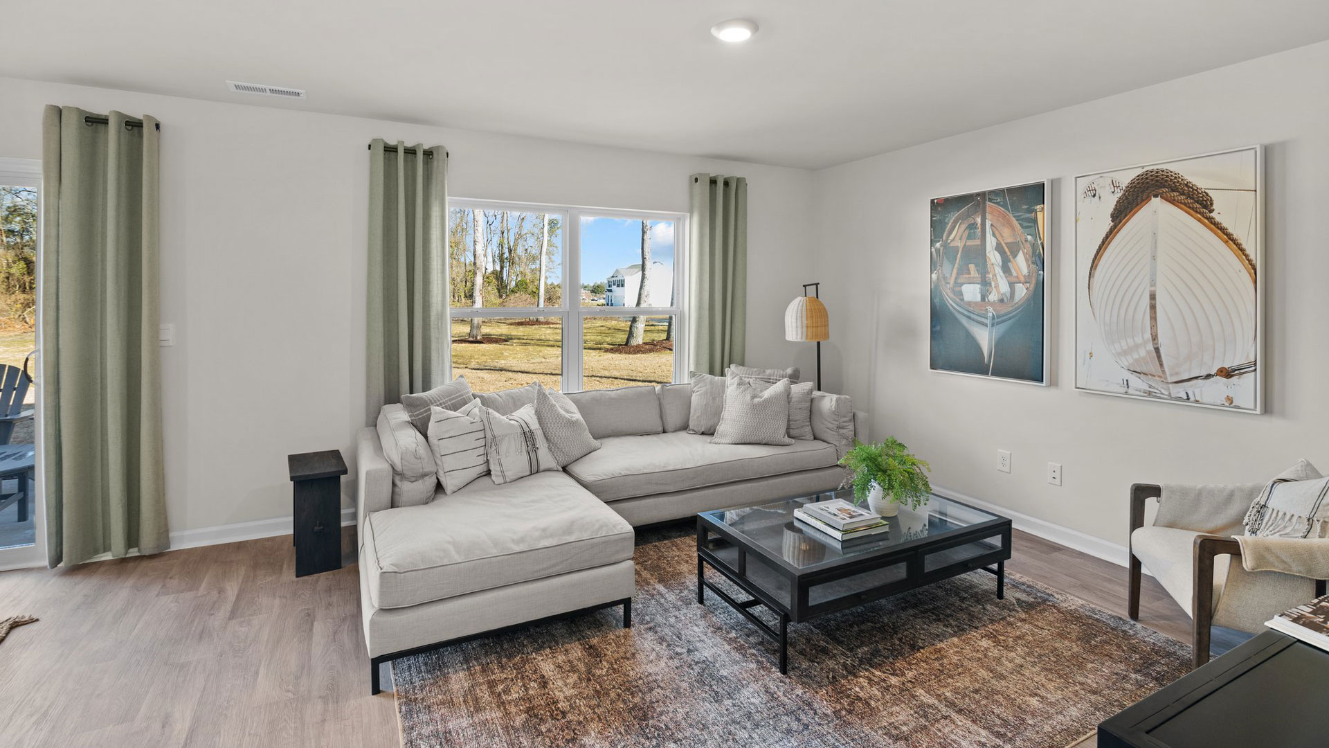 living room with ample lighting