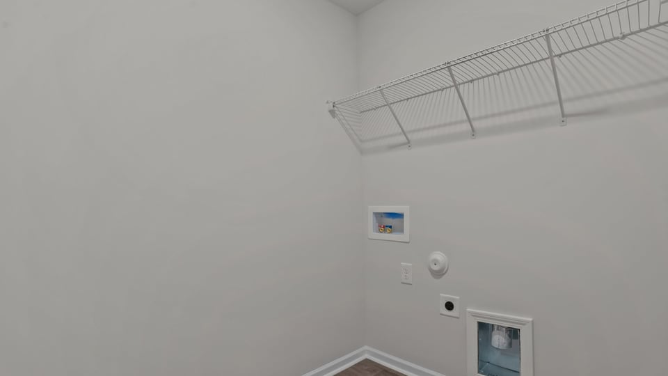 Laundry room with wire shelving