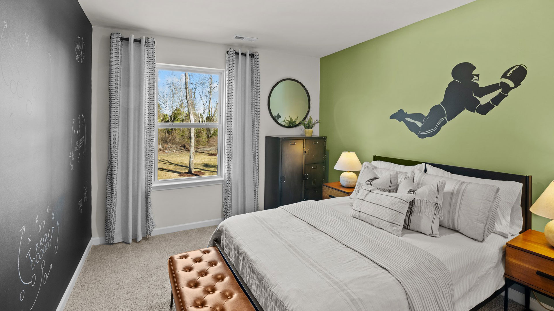 Bedroom with carpet flooring