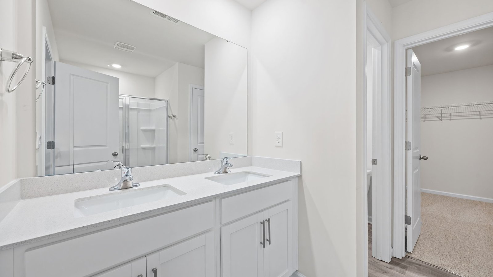 primary bathroom with double vanity