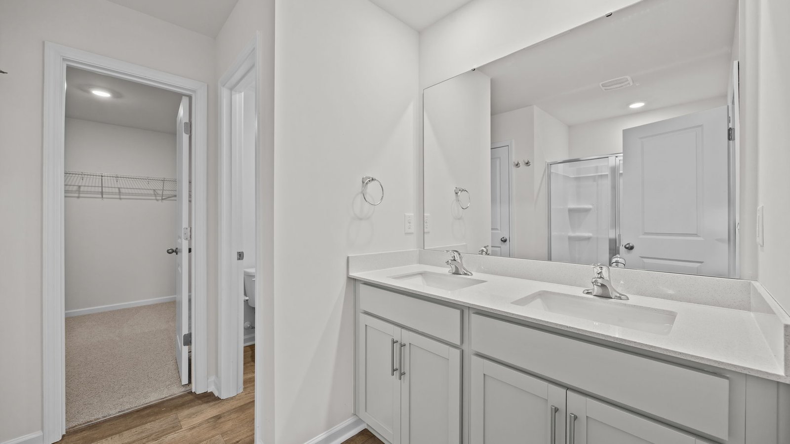 primary bathroom with double vanity