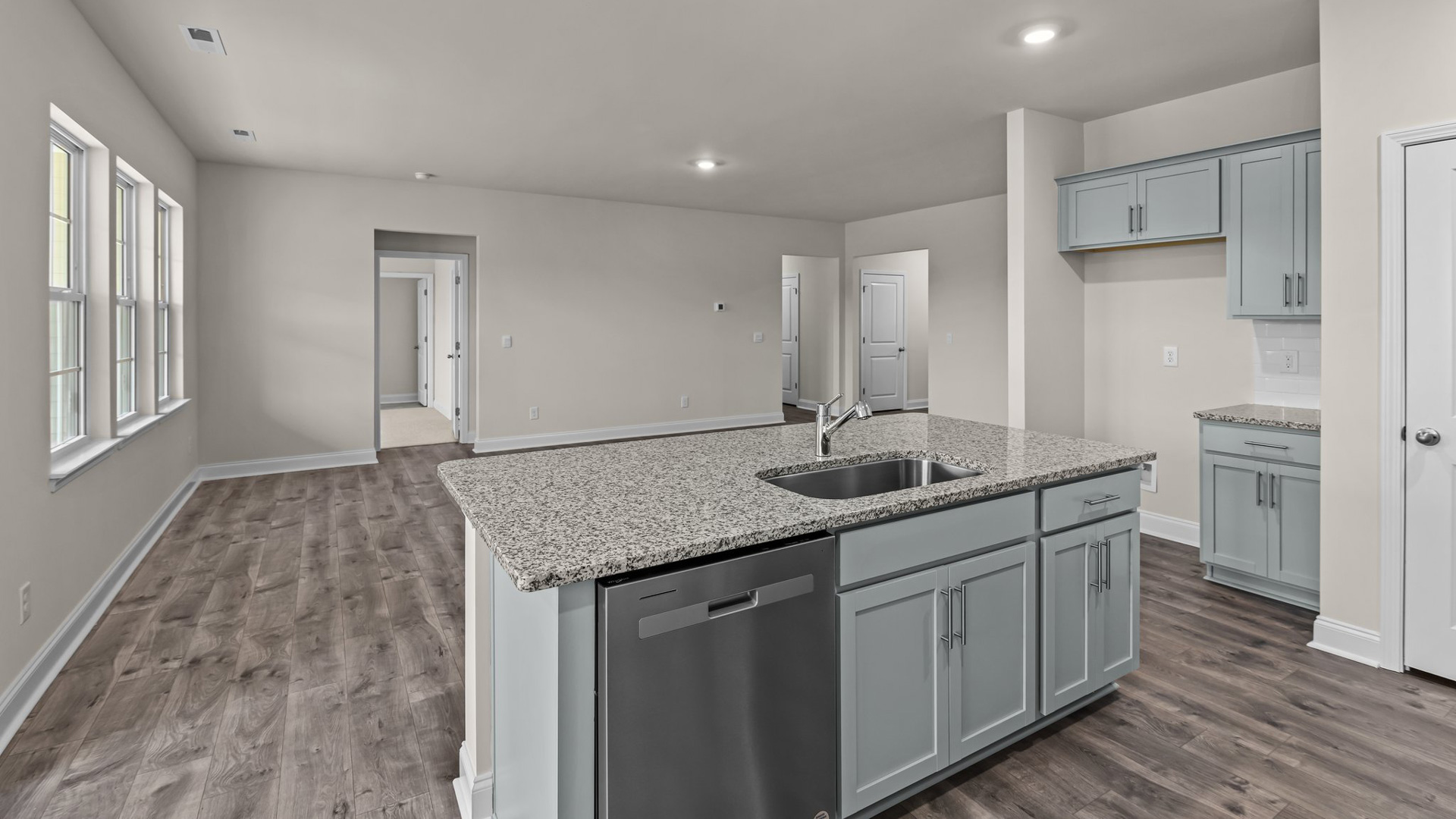 Kitchen with grey cabinets