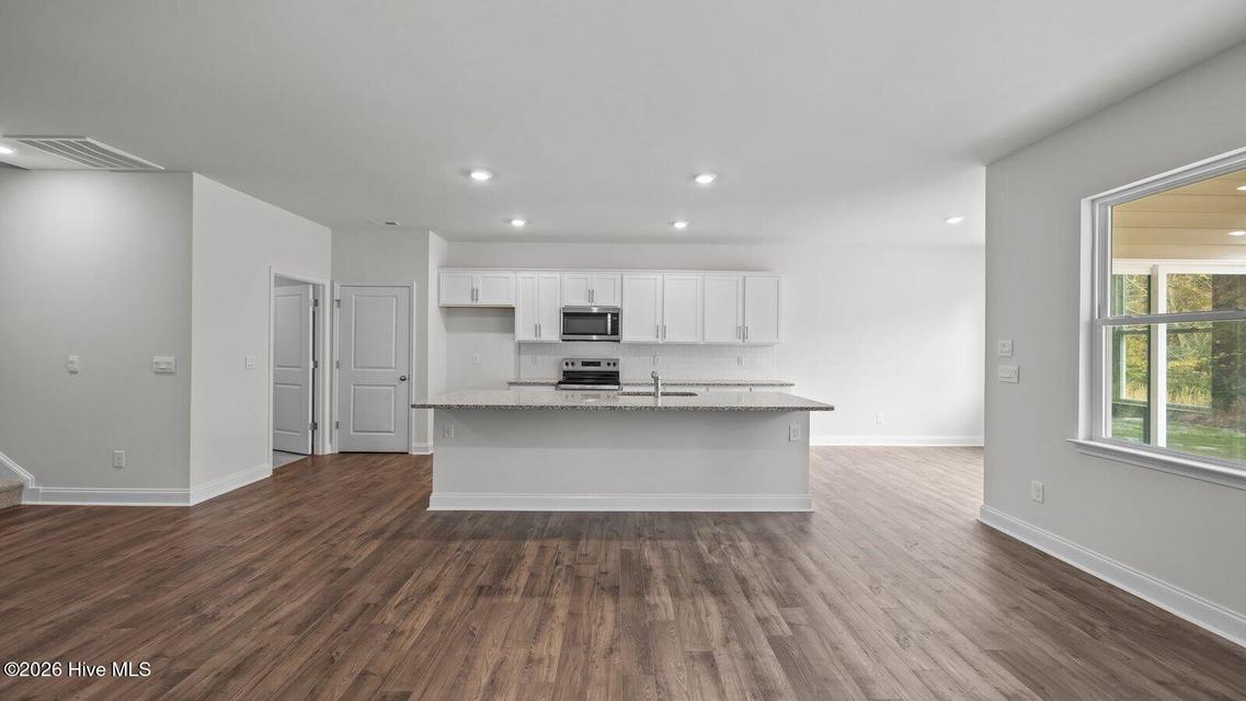 Open-concept living room and kitchen