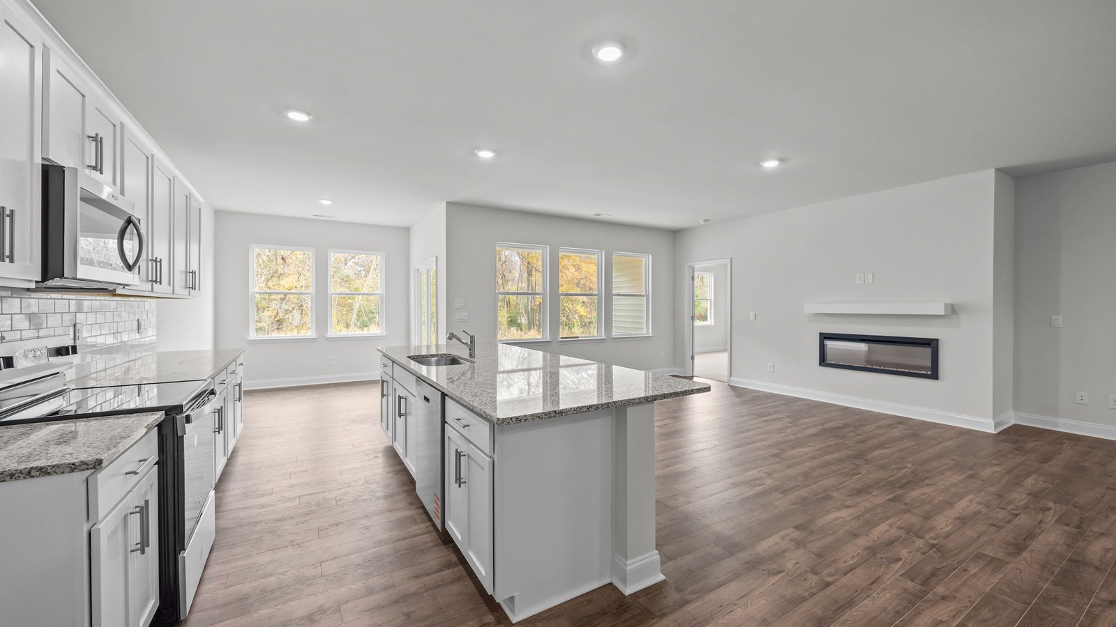 Kitchen with stainless-steel appliances