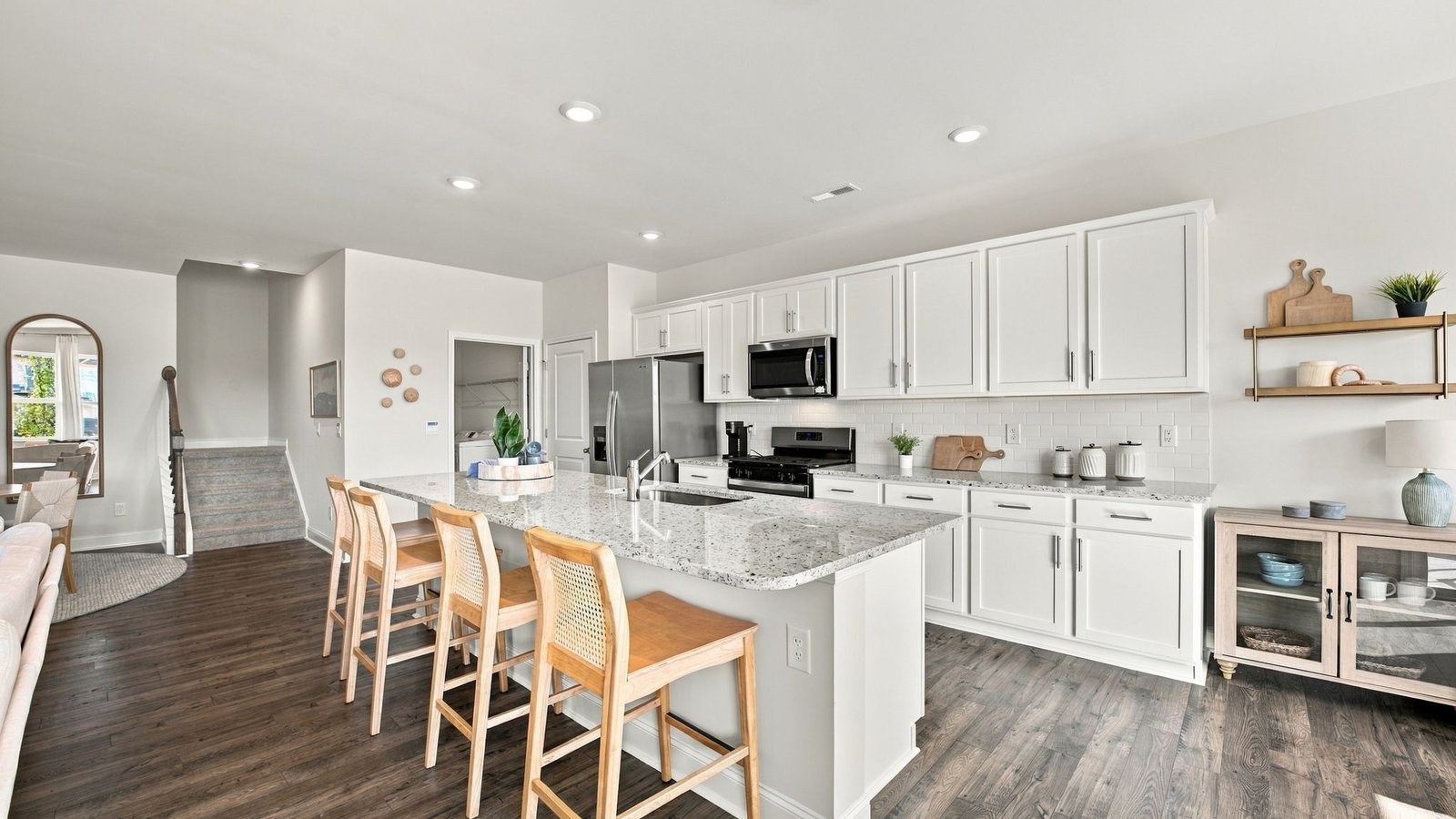 open concept kitchen and dining bar