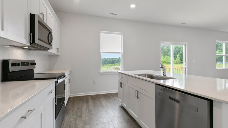 Kitchen with white cabinets