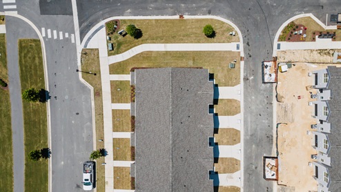aerial view of the townhomes community