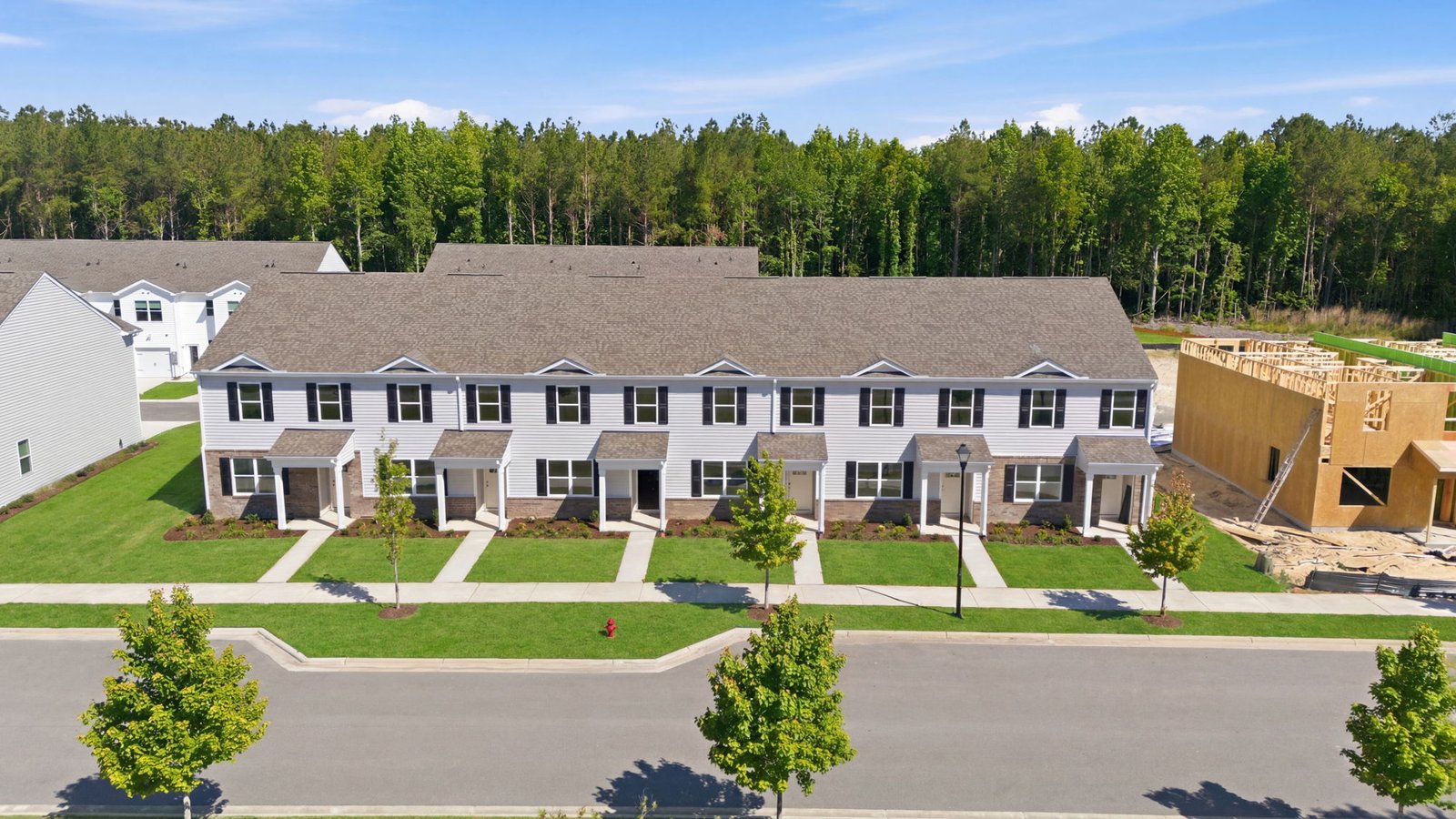 aerial photo of building clock road townhomes