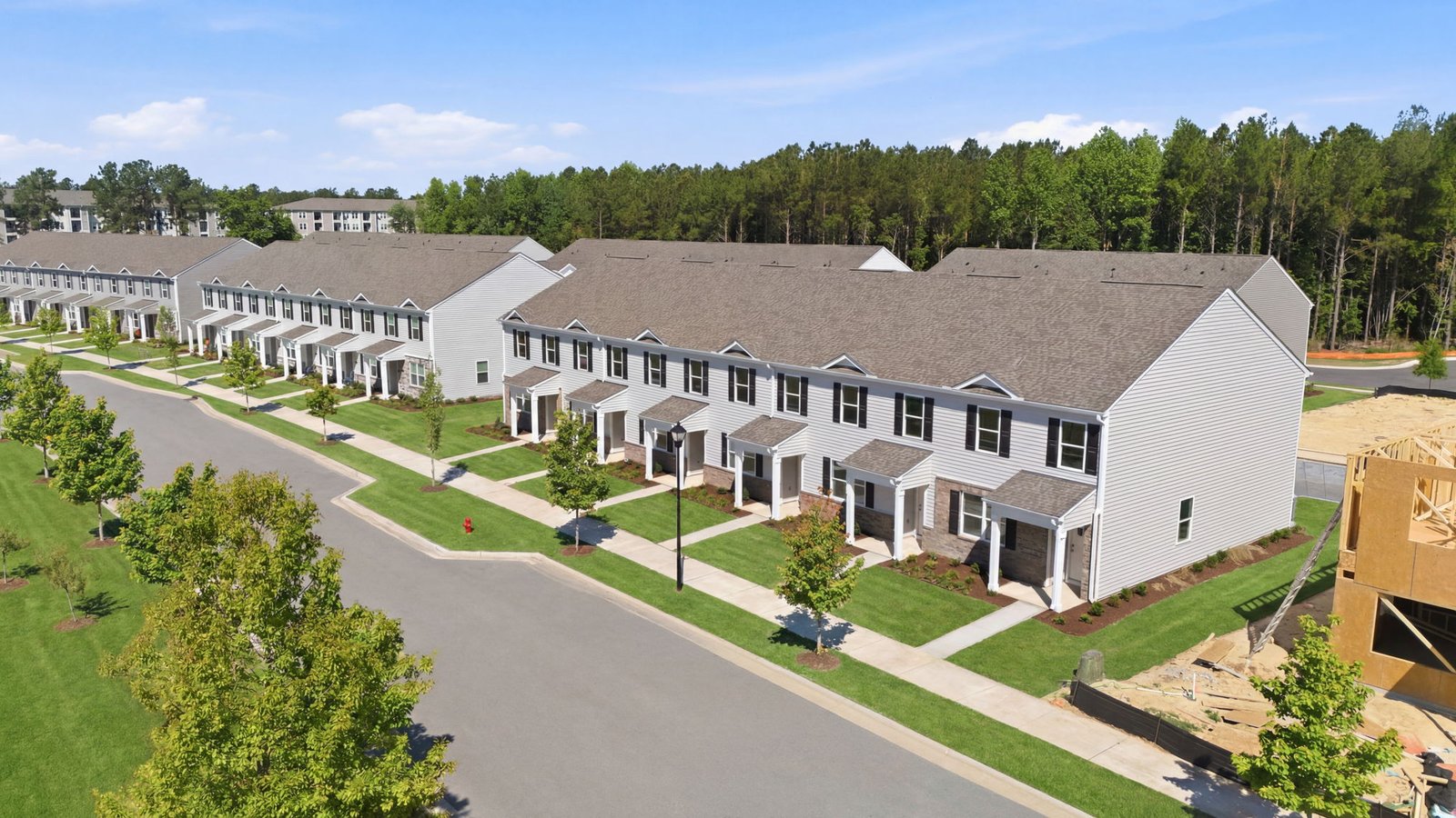 aerial photo of building clock road townhomes