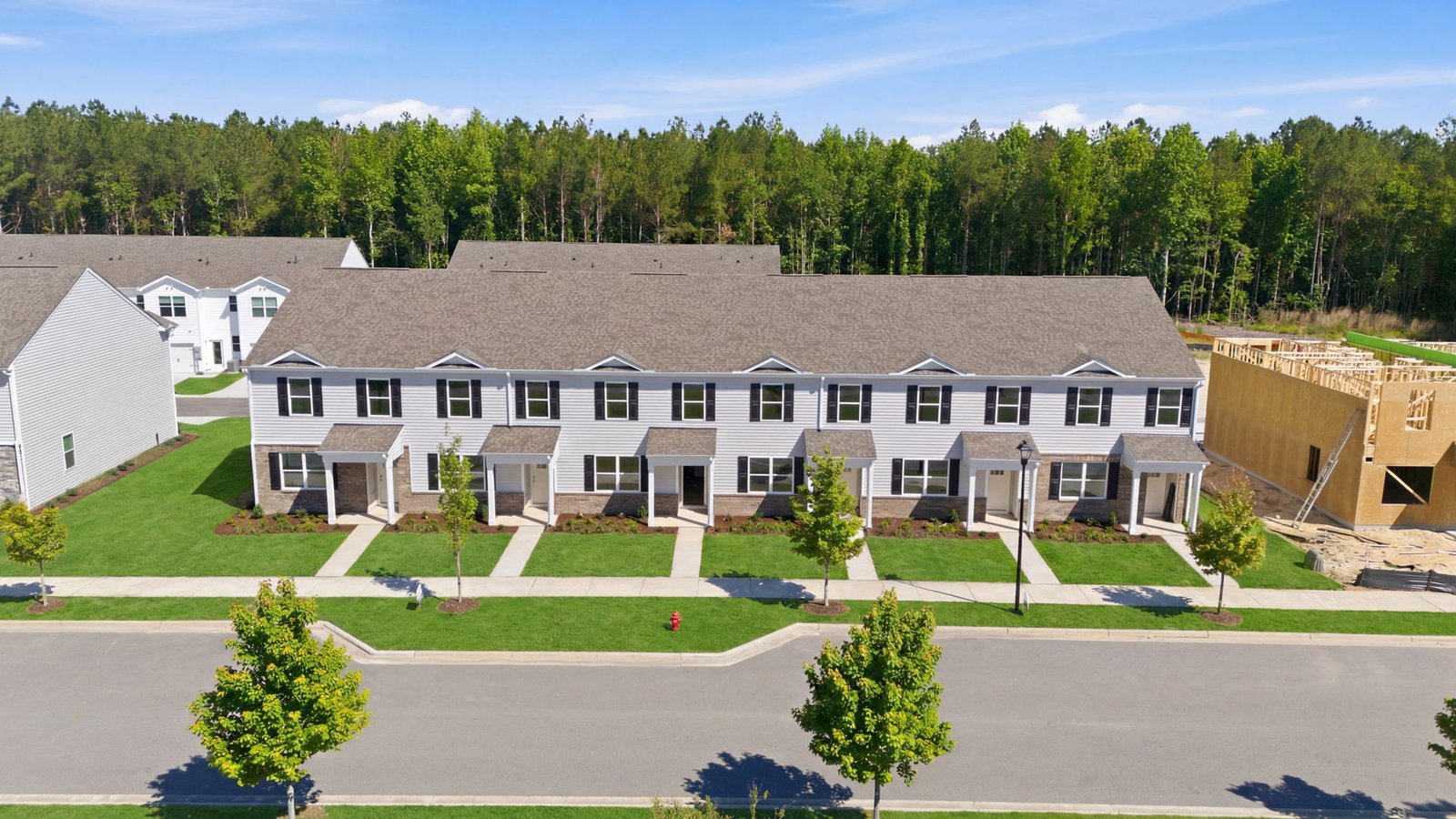 aerial photo of building clock road townhomes