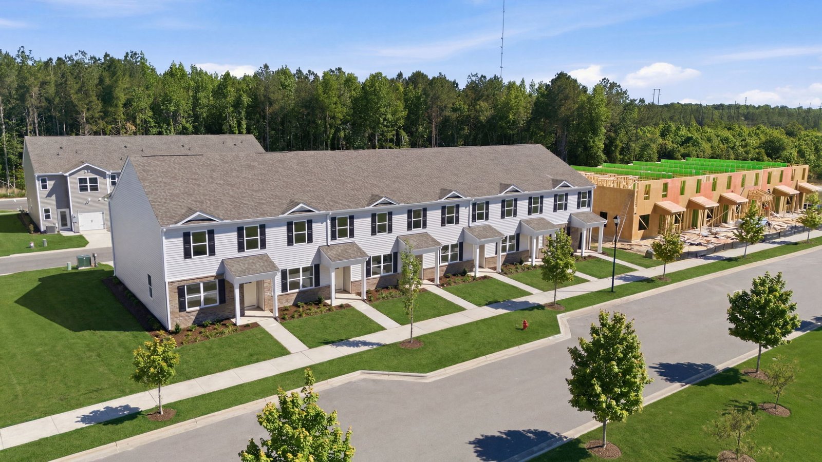 aerial photo of building clock road townhomes