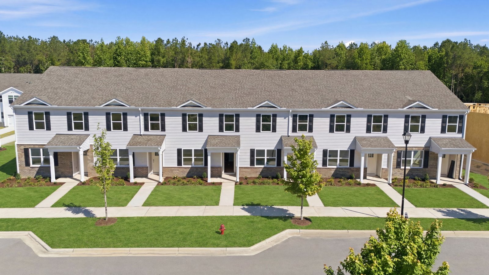 aerial photo of building clock road townhomes