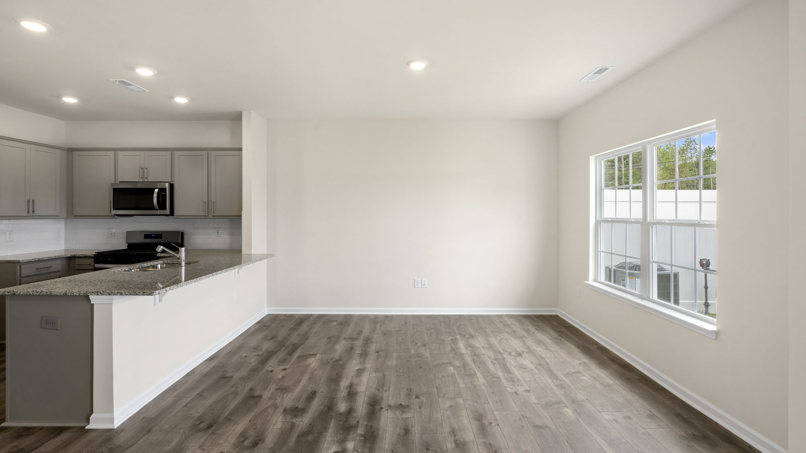 Living area with revwood flooring