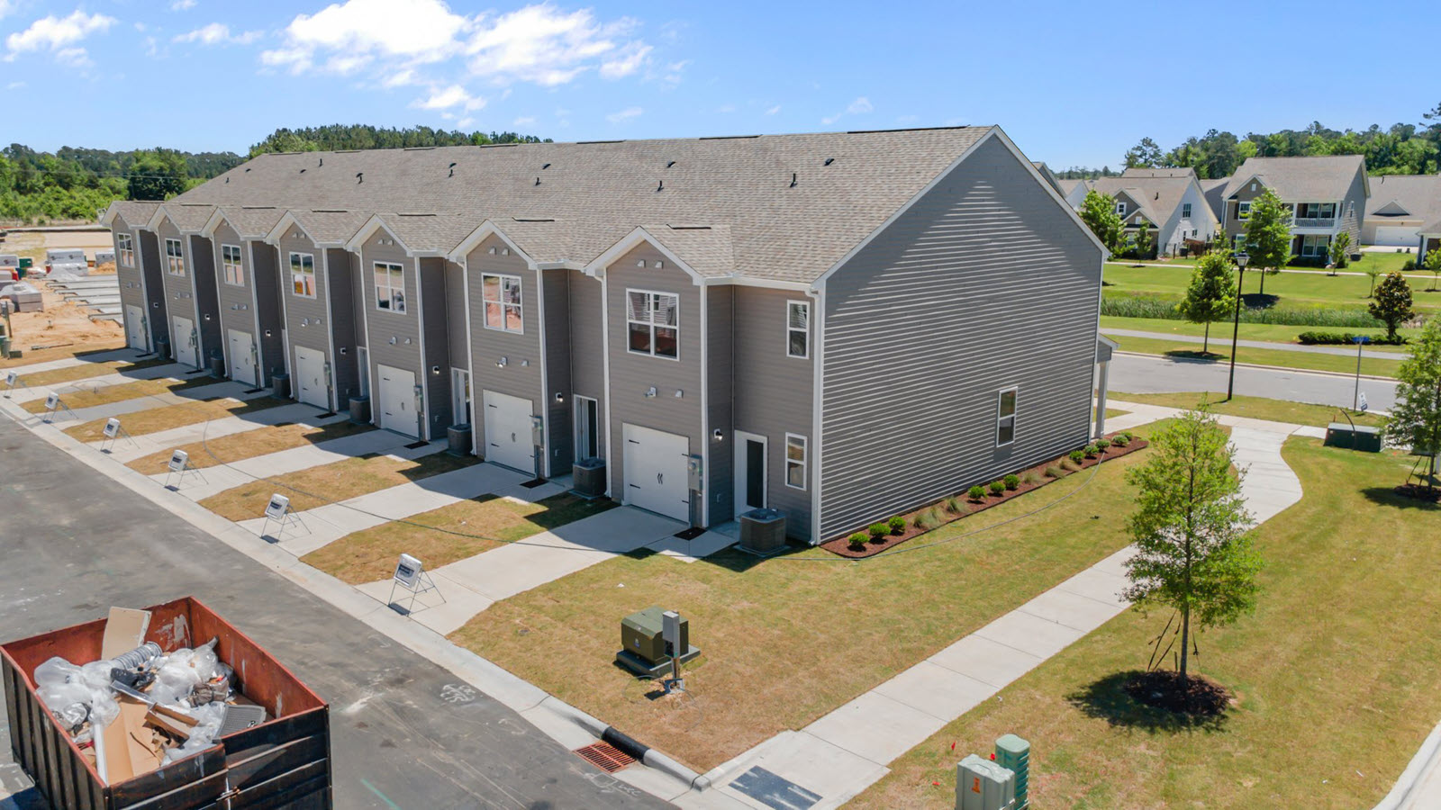 aerial view of the townhomes community