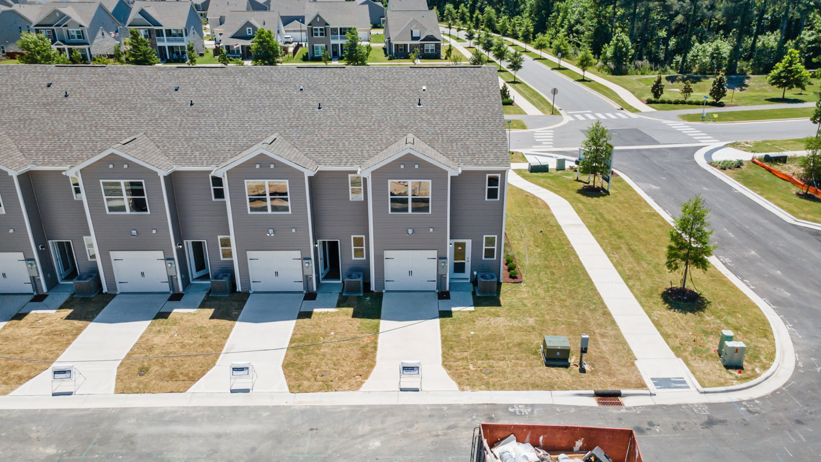 aerial view of the townhomes community