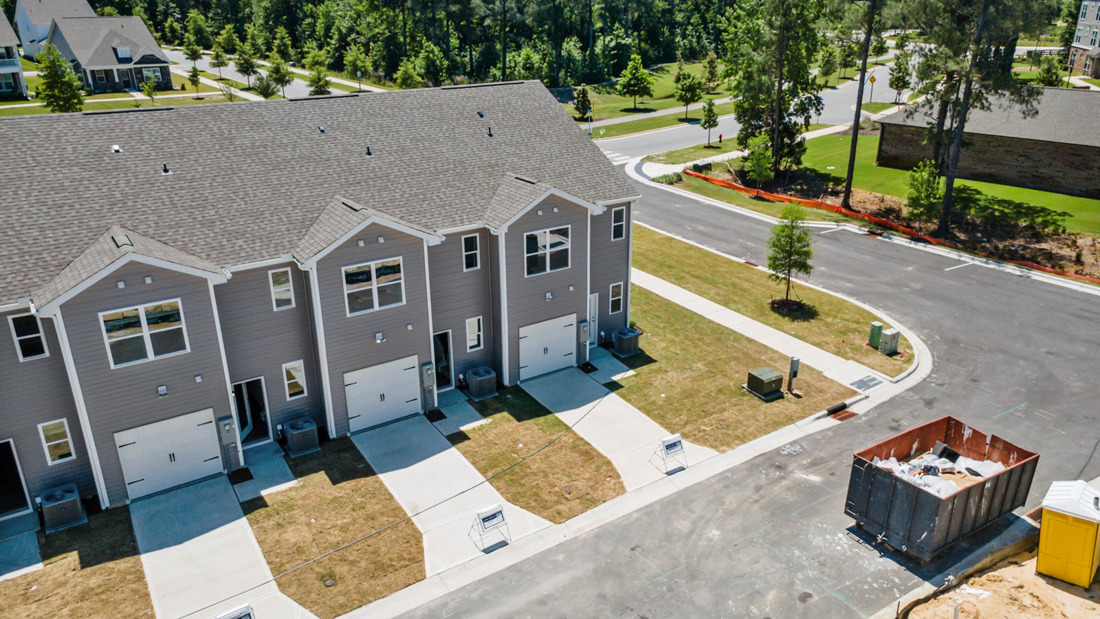 aerial view of the townhomes community