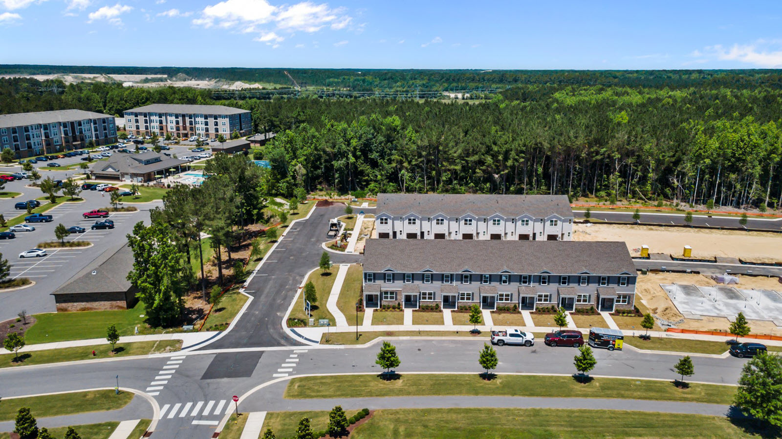 aerial view of the townhomes community