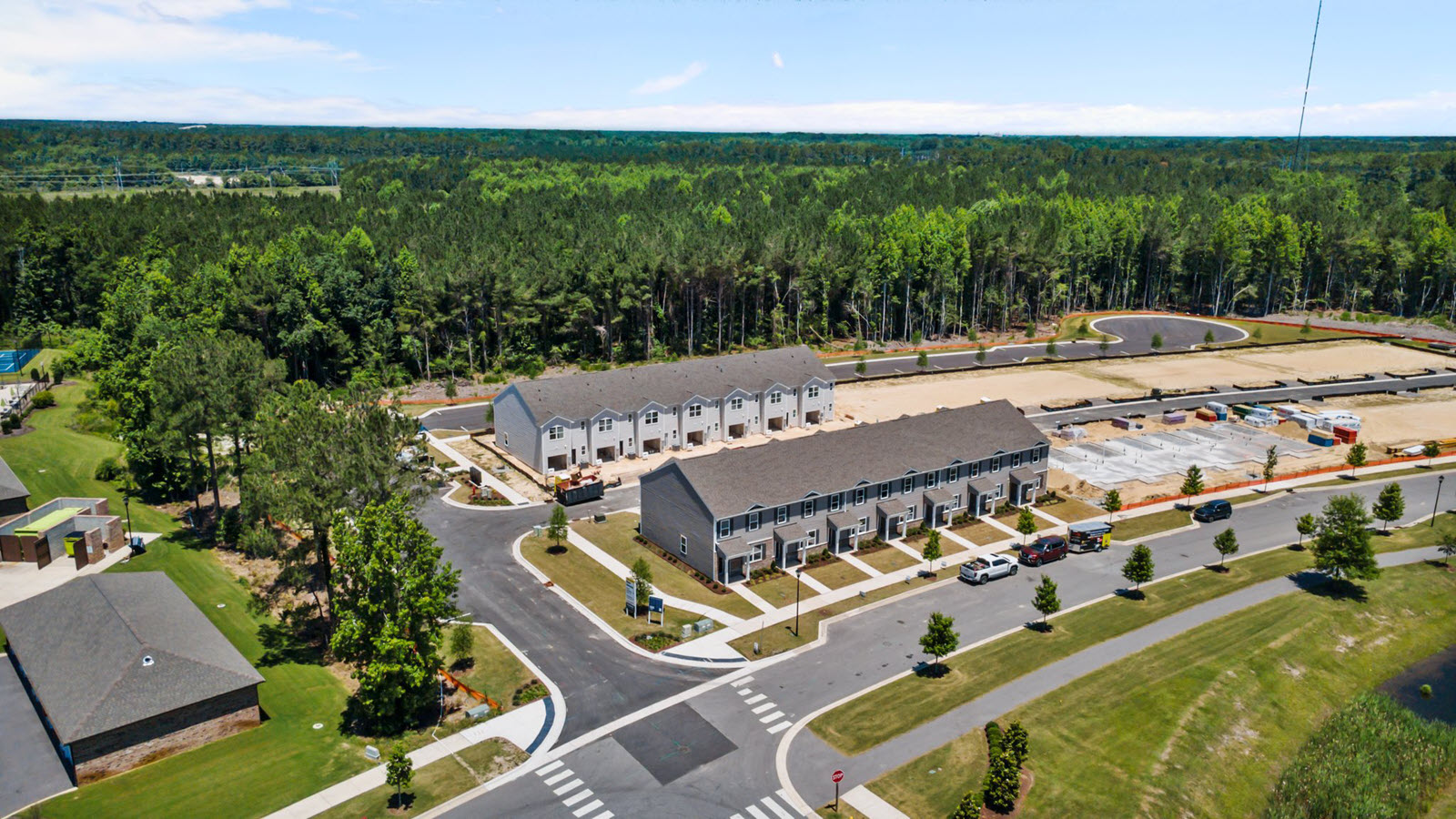 aerial view of the townhomes community