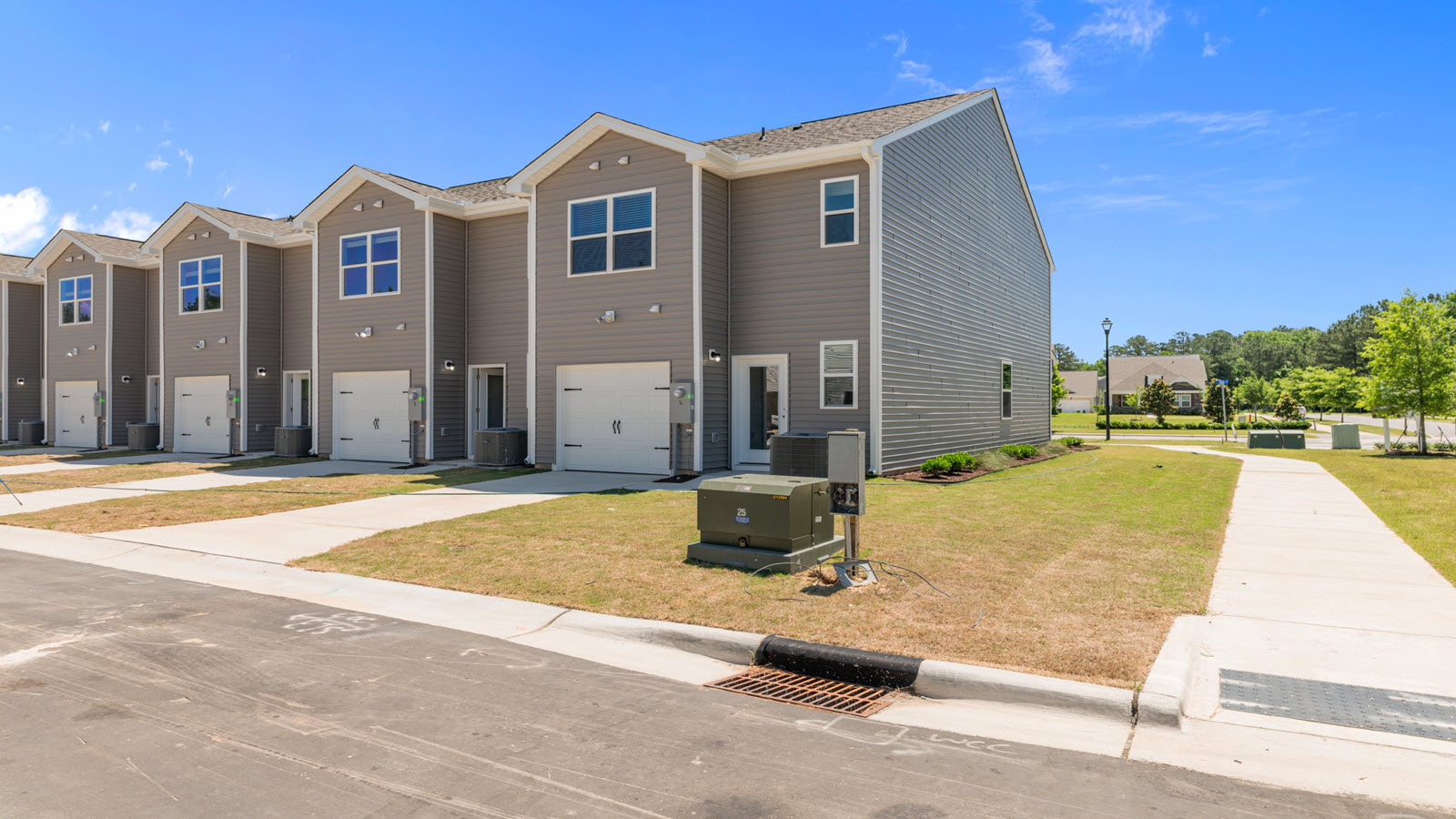 rear exterior view of the townhomes