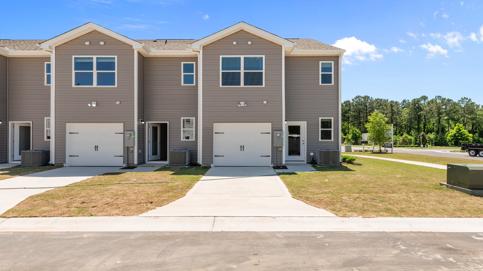 rear exterior view of the townhomes