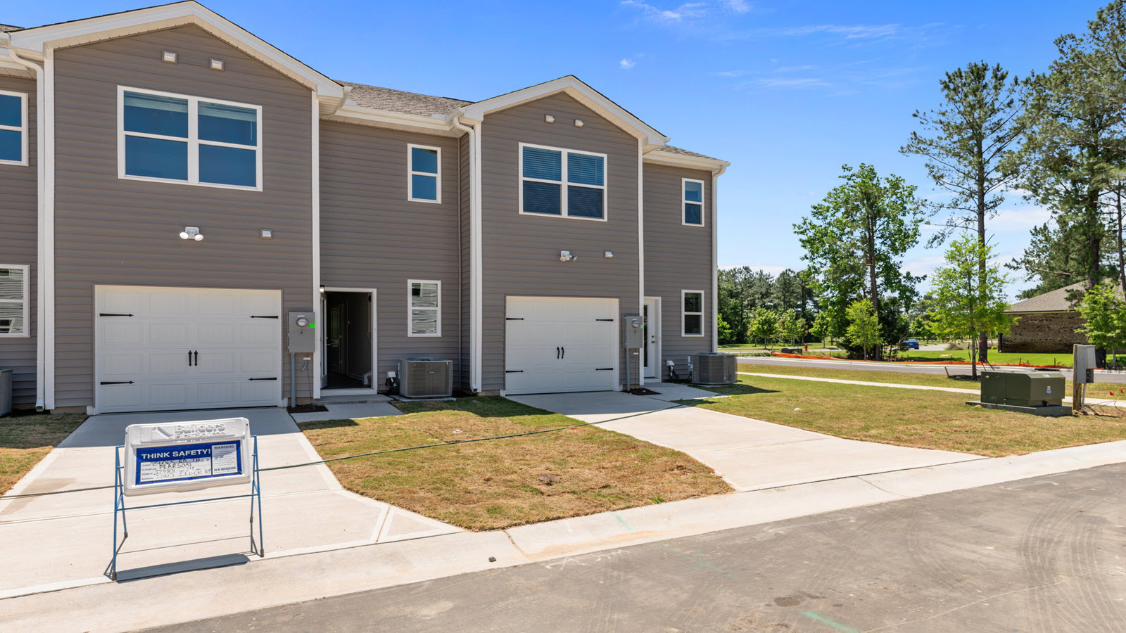 rear exterior view of the townhomes