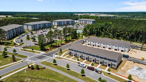 aerial view of the townhomes community