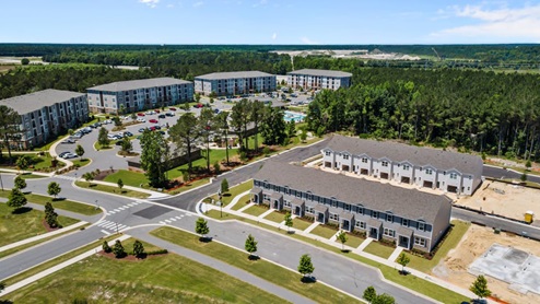 aerial view of the townhomes community