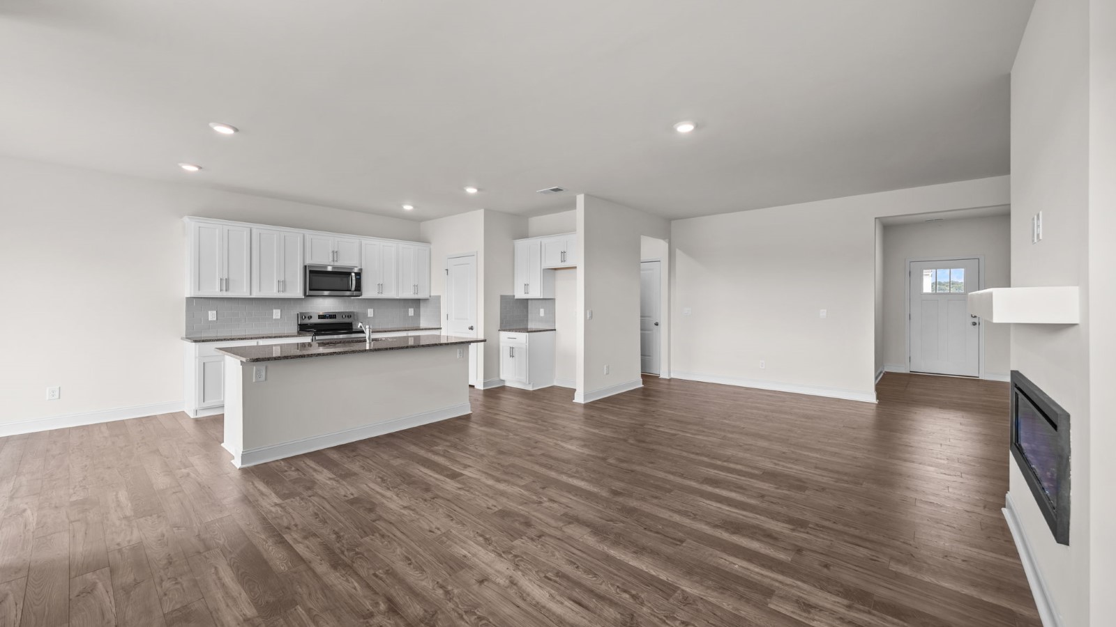Living room with revwood flooring