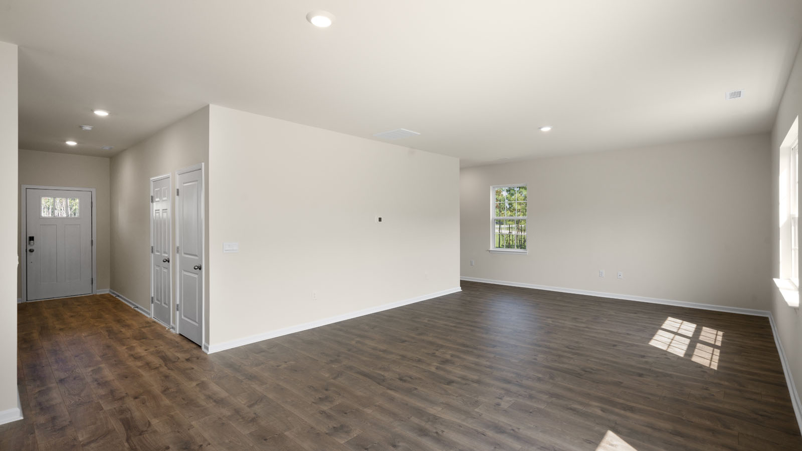 Living area with revwood flooring