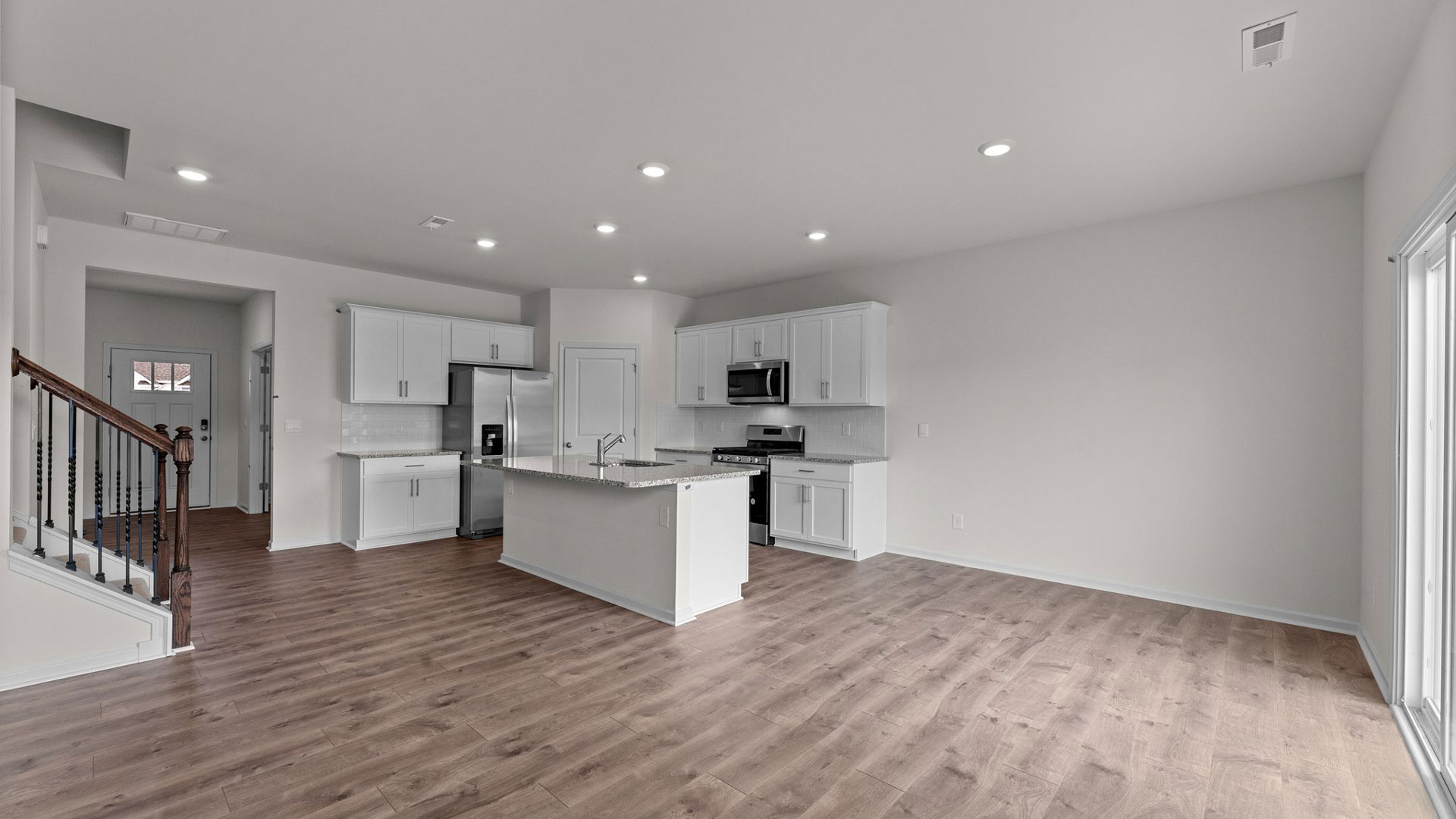 open concept kitchen and living room