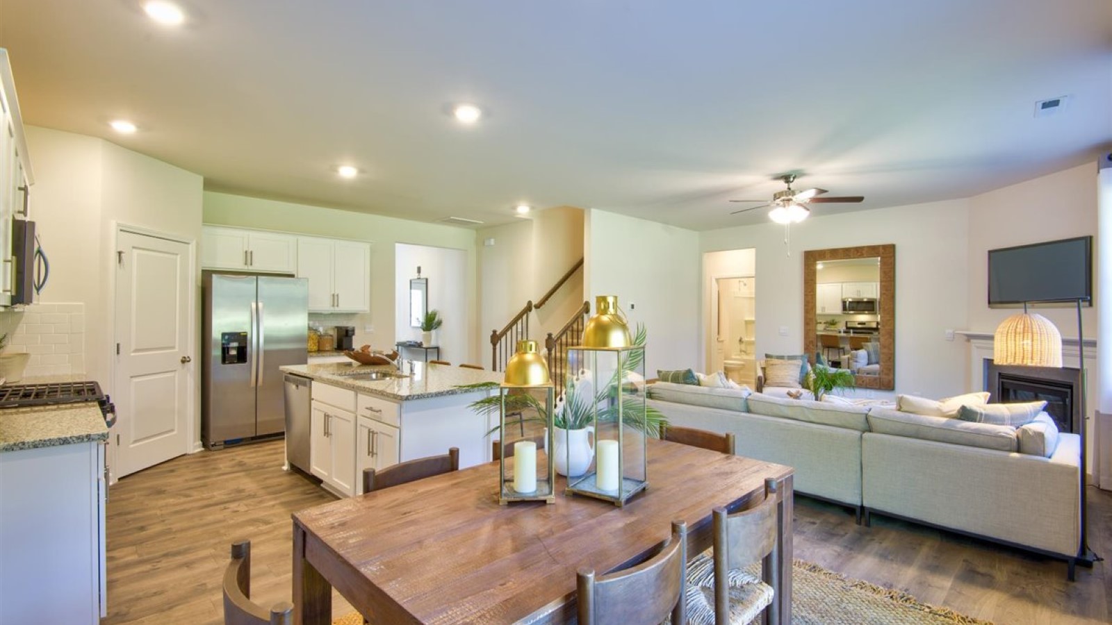 Open-concept living and dining area